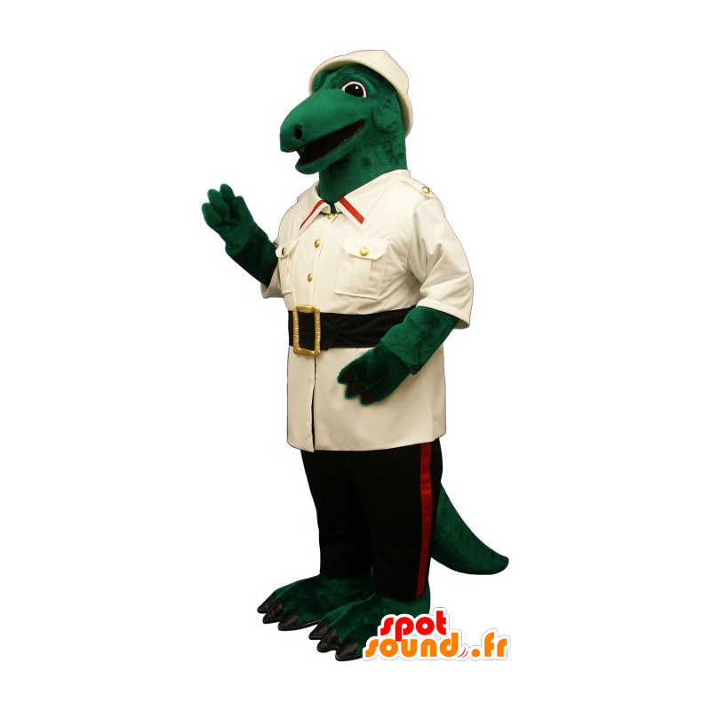 Zielony krokodyl maskotka ubrana w eksploratorze - MASFR20660 - krokodyle Mascot