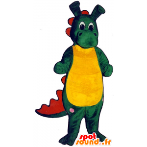 Groene krokodil mascotte, rood en geel - MASFR20662 - Mascot krokodillen