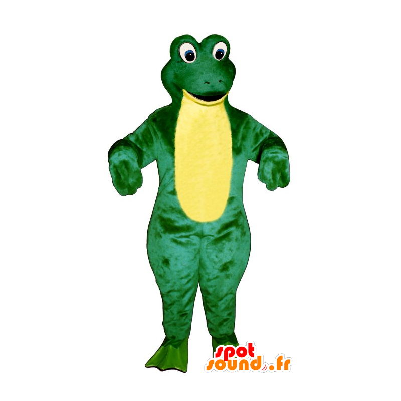 Grøn og gul frø maskot - Spotsound maskot kostume