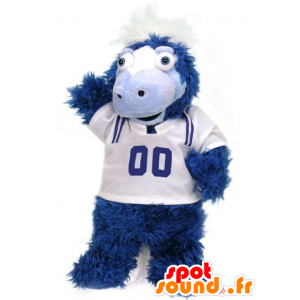 Colt mascotte, blauw en wit paard, terwijl harige - MASFR20666 - Horse mascottes