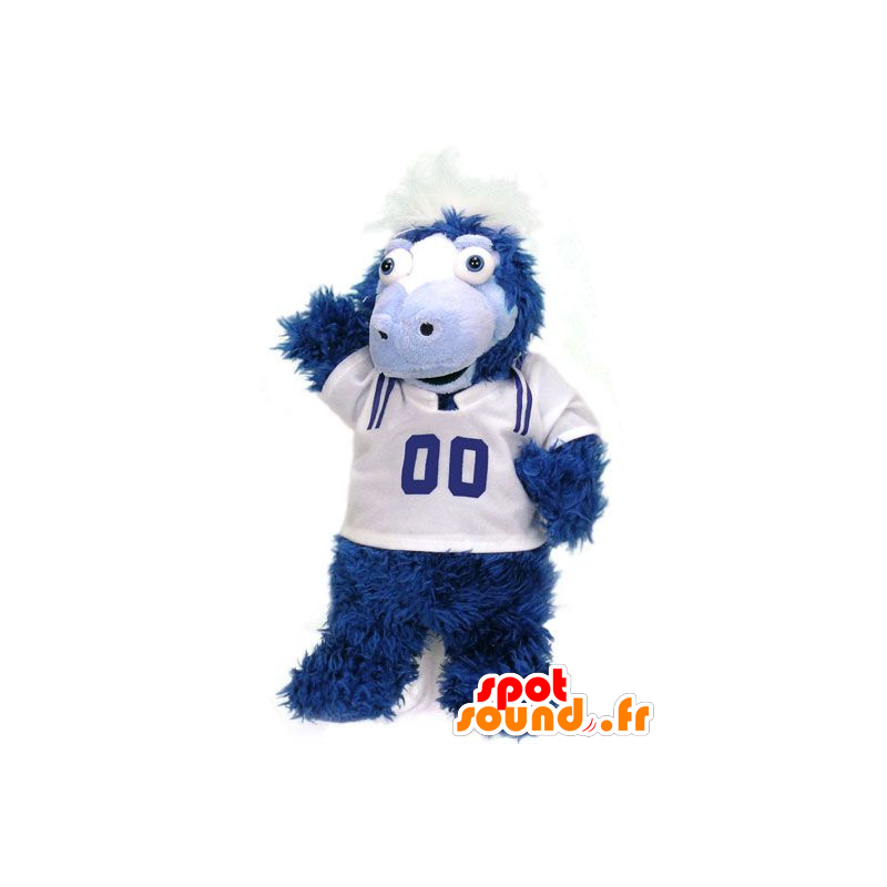 Colt mascot, blue and white horse while hairy - MASFR20666 - Mascots horse