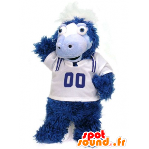 Colt mascot, blue and white horse while hairy - MASFR20666 - Mascots horse