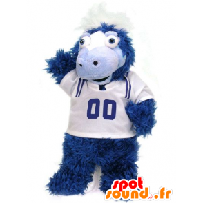 Colt mascotte, blauw en wit paard, terwijl harige - MASFR20666 - Horse mascottes