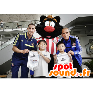 Stor svart kattmaskot i sportkläder - Spotsound maskot