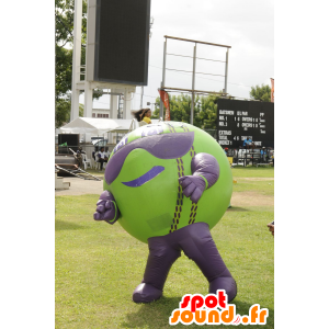 Grande palla mascotte, verde e viola - MASFR20670 - Mascotte sport