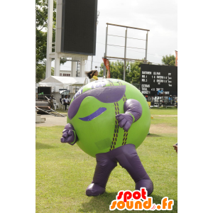 Stor ballonmaskot, grøn og lilla - Spotsound maskot kostume