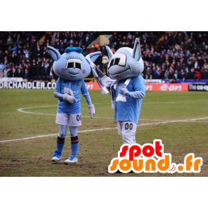 2 blue alien mascots - MASFR20673 - Monsters mascots