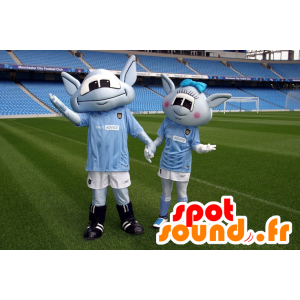 2 blå fremmede maskotter - Spotsound maskot kostume