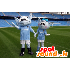 2 blue alien mascots - MASFR20673 - Monsters mascots