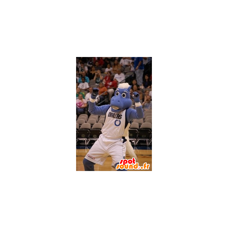 Blue and white horse mascot - MASFR20674 - Mascots horse