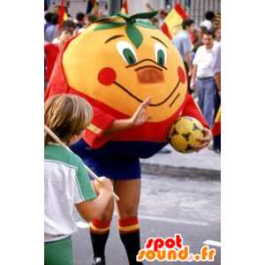 Naranja mandarina mascota gigante en ropa deportiva - MASFR20681 - Mascota de deportes