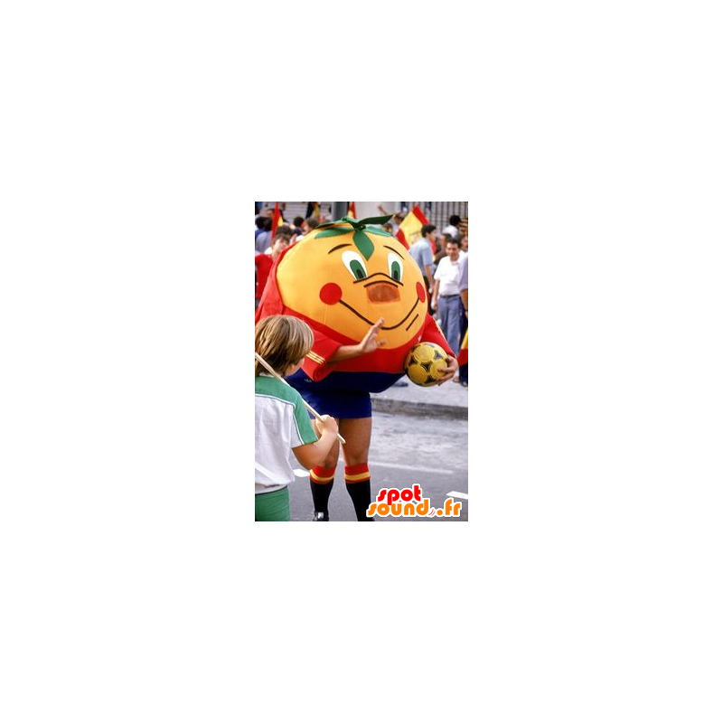 Arancione mandarino mascotte gigante in abbigliamento sportivo - MASFR20681 - Mascotte sport