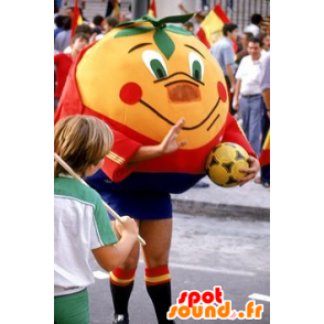 Kæmpe orange mand maskot i sportstøj - Spotsound maskot kostume