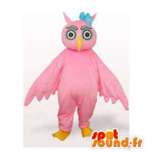 Pink owl mascot. Owl costume - MASFR006424 - Mascot of birds