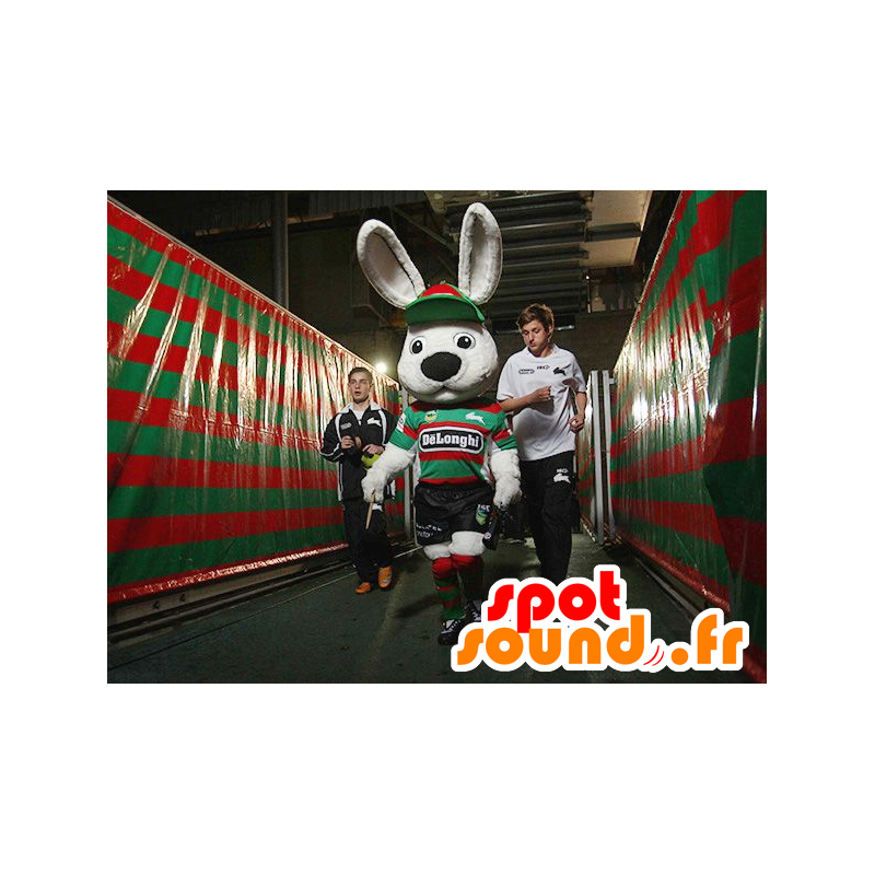 Mascot μεγάλο λευκό κουνέλι σε αθλητικά - MASFR20689 - μασκότ κουνελιών Mascot μεγάλο λευκό κουνέλι σε αθλητικά - MASFR20689 - μασκότ κουνελιών