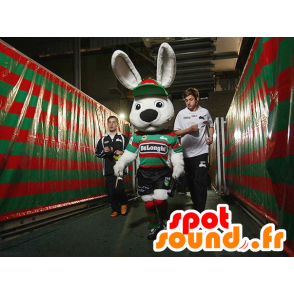 Mascot μεγάλο λευκό κουνέλι σε αθλητικά - MASFR20689 - μασκότ κουνελιών