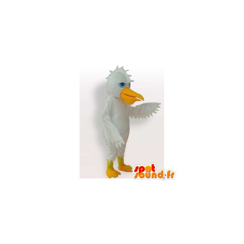 Mascot reusachtige gele en witte pelikaan. Costume Pelican - MASFR006425 - Mascottes van de oceaan