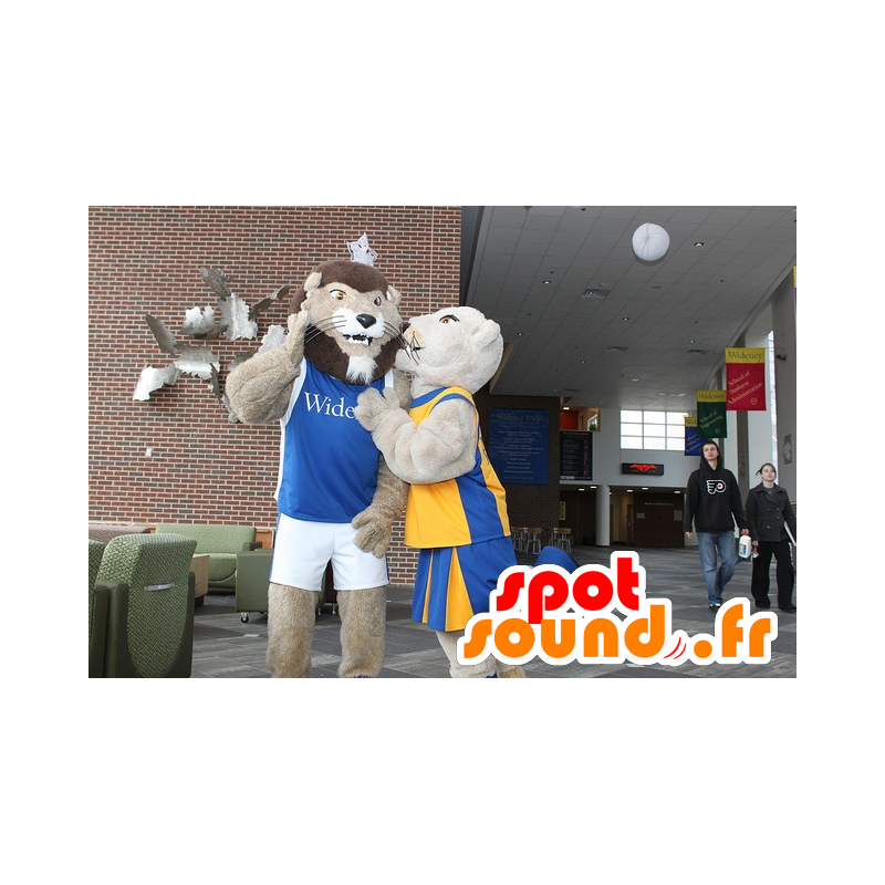 2 maskotar för lejon och lejoninna - Spotsound maskot 2 maskotar för lejon och lejoninna - Spotsound maskot