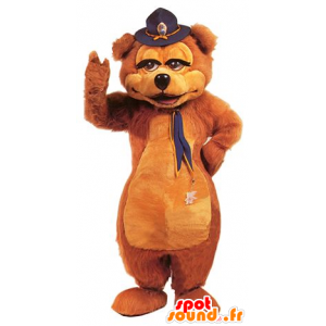 Una mascota del oso marrón con un sombrero - MASFR20697 - Oso mascota