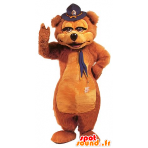 A brown bear mascot with a hat - MASFR20697 - Bear mascot