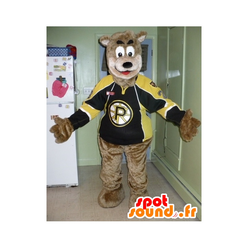 A brown bear mascot in sportswear - MASFR20699 - Bear mascot