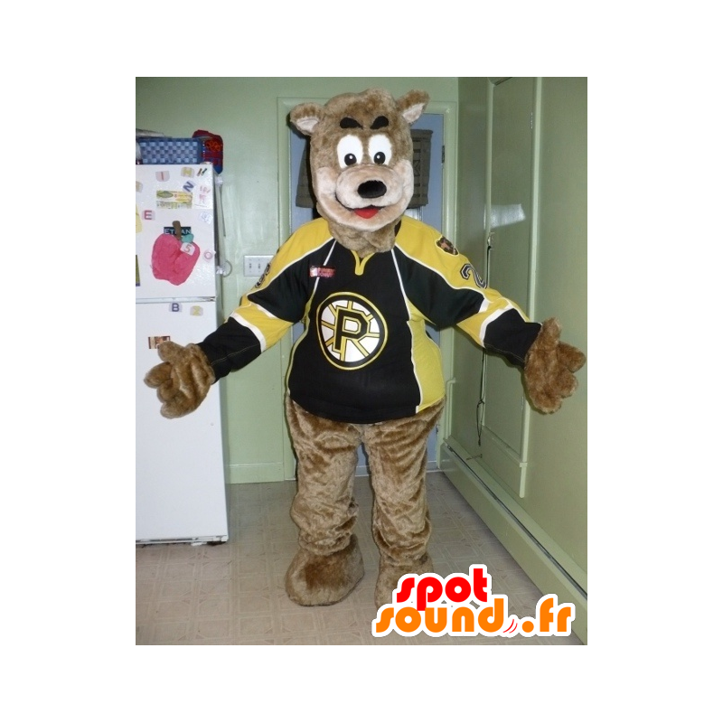 Brun bjørnemaskot i sportstøj - Spotsound maskot kostume