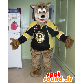 Brun bjørnemaskot i sportstøj - Spotsound maskot kostume