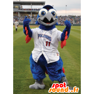 Mascot blue and red bird, white outfit - MASFR20701 - Mascot of birds