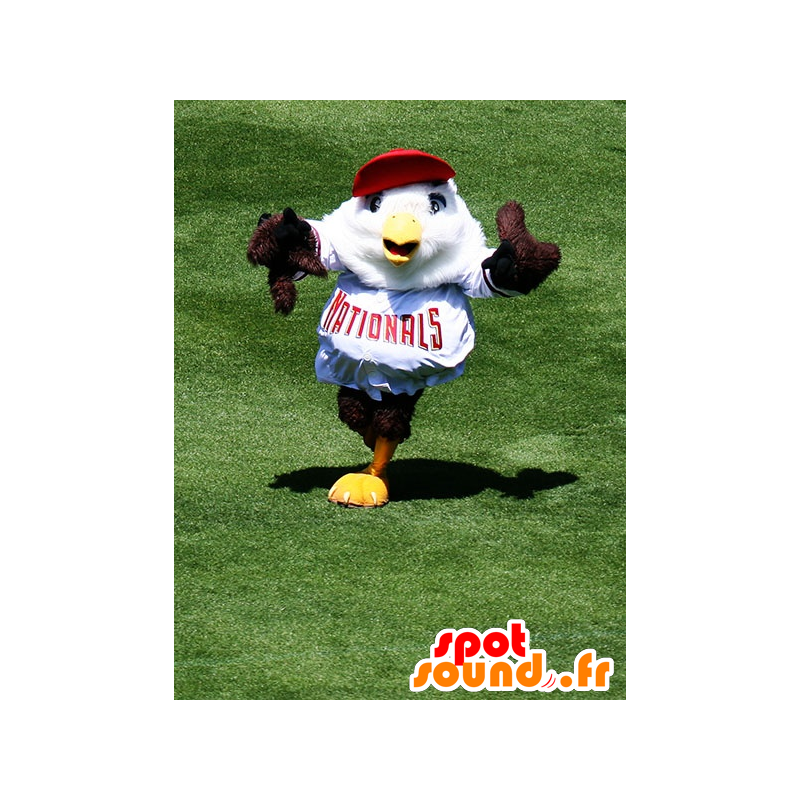 Mascotte d'aigle, d'oiseau marron et blanc - MASFR20711 - Mascotte d'oiseaux