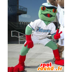 Frog mascot, green and red - MASFR20712 - Mascots frog