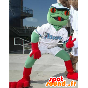 Frosk maskot, grønn og rød - MASFR20712 - Frog Mascot