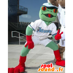 Frog mascot, green and red - MASFR20712 - Mascots frog