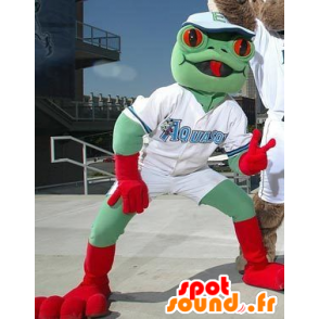 Frosk maskot, grønn og rød - MASFR20712 - Frog Mascot