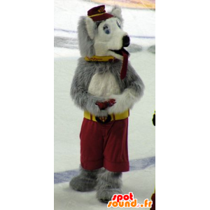 Mascotte de chien, de loup, gris et blanc - MASFR20713 - Mascottes Loup