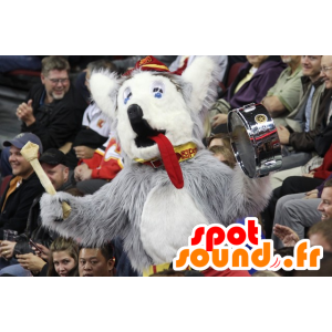 Hundmaskot, varg, grå och vit - Spotsound maskot