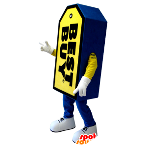 Mascotte d'étiquette géante Best Buy, bleue et jaune - MASFR20721 - Mascottes d'objets