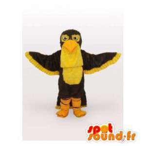 Mascot aquila marrone e giallo. Uccello costume - MASFR006427 - Mascotte degli uccelli