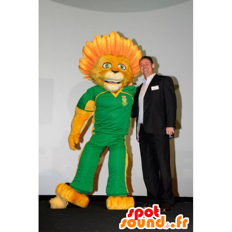 Mascotte de lion jaune, avec une crinière fleurie - MASFR20731 - Mascottes Lion Mascotte de lion jaune, avec une crinière fleurie - MASFR20731 - Mascottes Lion