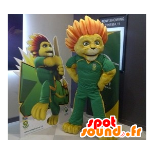 Mascotte de lion jaune, avec une crinière fleurie - MASFR20731 - Mascottes Lion
