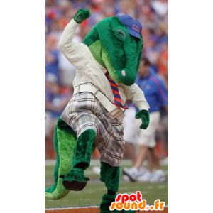 Groene krokodil mascotte gekleed in het rood - MASFR20734 - Mascot krokodillen