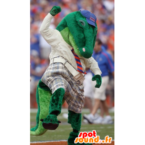 Groene krokodil mascotte gekleed in het rood - MASFR20734 - Mascot krokodillen