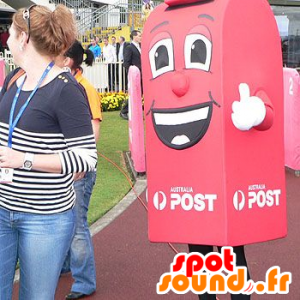 Caixa de Mascot com letras vermelhas e gigante sorrindo - MASFR20736 - objetos mascotes