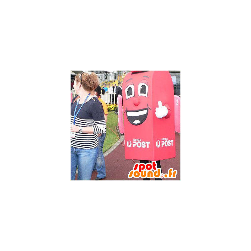 Mascotte caja con letras rojas, y el gigante de la sonrisa - MASFR20736 - Mascotas de objetos