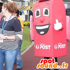 Mascotte box with red letters, and giant smiling - MASFR20736 - Mascots of objects