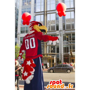 Mascot proud eagle, red and white, red and blue outfit - MASFR20741 - Mascot of birds