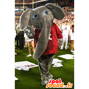 Mascot elefante grigio con una camicia rossa - MASFR20746 - Mascotte elefante