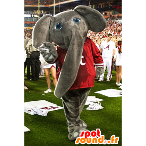 Mascot gray elephant with a red shirt - MASFR20746 - Elephant mascots