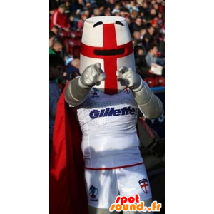 Knight Mascot med hjelm og en rød kappe - MASFR20747 - Maskoter Knights