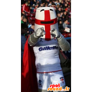 Knight Mascot med hjelm og en rød kappe - MASFR20747 - Maskoter Knights