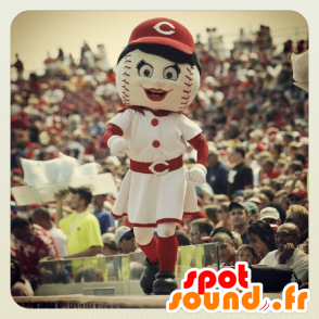 Girl mascot with a baseball-shaped head - MASFR20749 - Mascots child